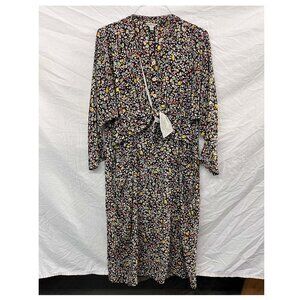 Vintage dress, multicolor, front tie and button-up dress